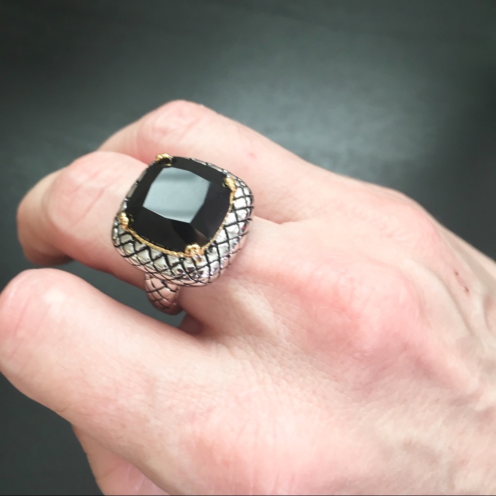New! Black Onyx Sterling Silver Statement Ring - Picture 4 of 4